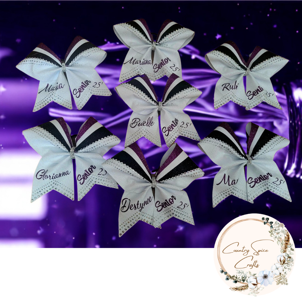 Customized senior bow with name and year.